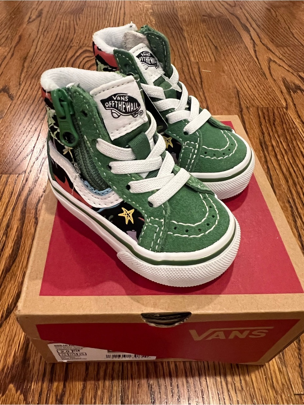 Vans Kids Green High-Top Star Print Zip Sneakers